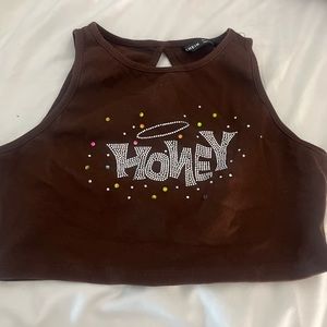 brown shein crop top